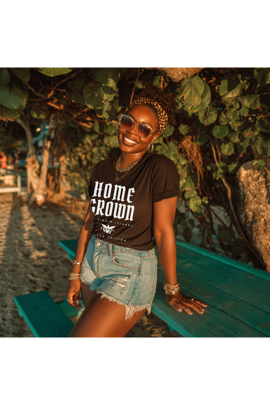 Home Grown in the Virgin Islands TShirt - White BlackLetter