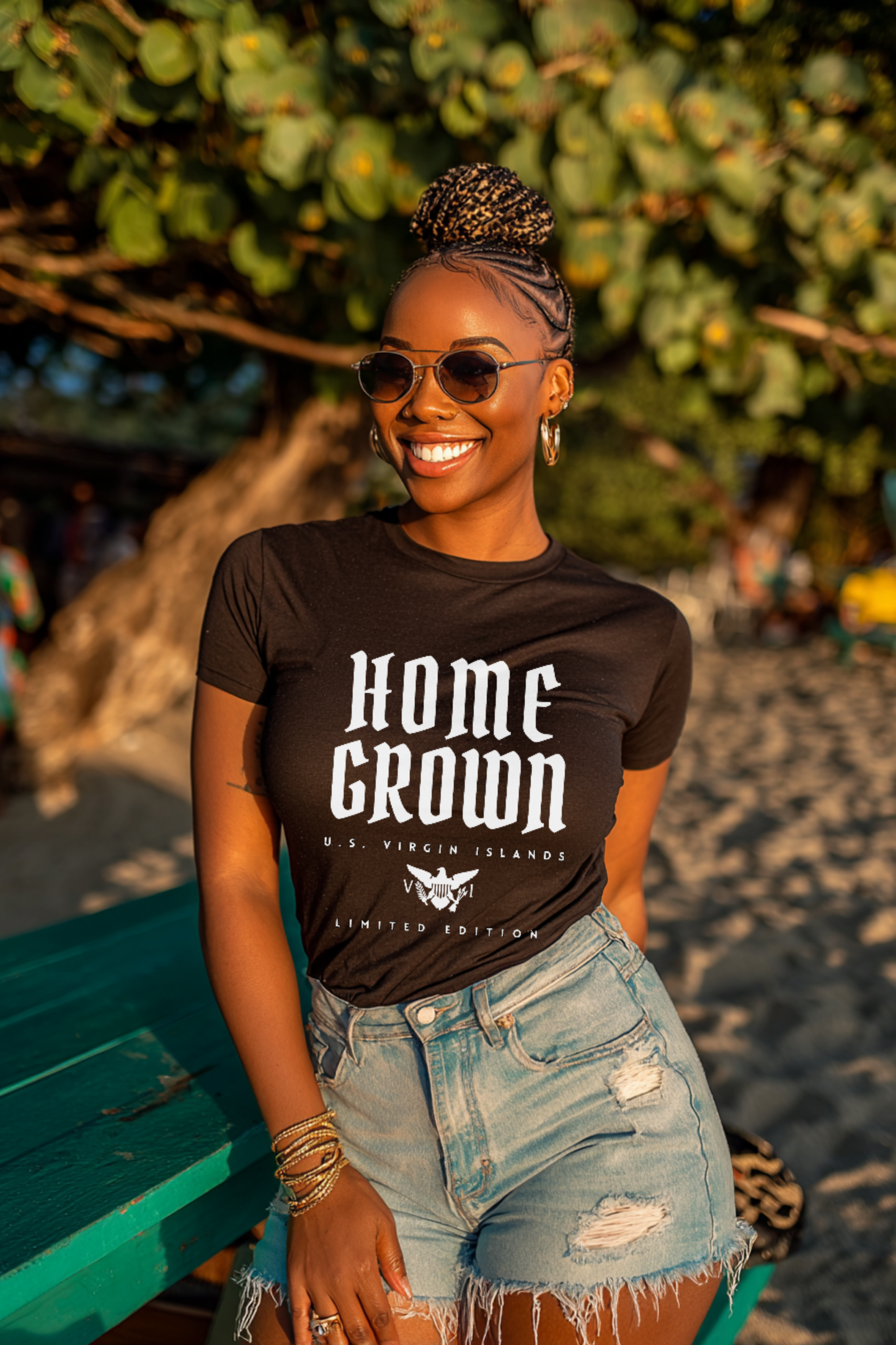 Home Grown in the Virgin Islands TShirt - White BlackLetter