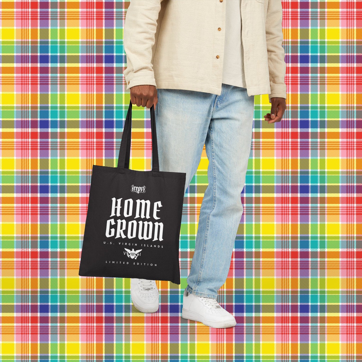 Classic Black/White Home Grown Reusable Canvas Bag Limited Edition