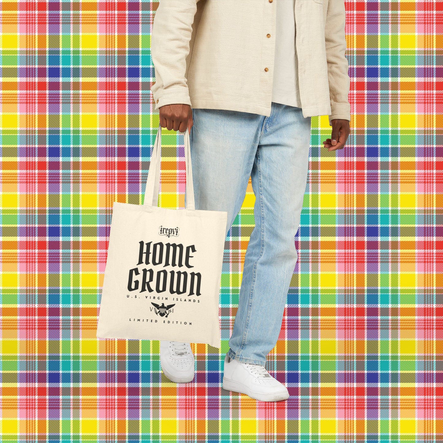 Classic Black/White Home Grown Reusable Canvas Bag Limited Edition